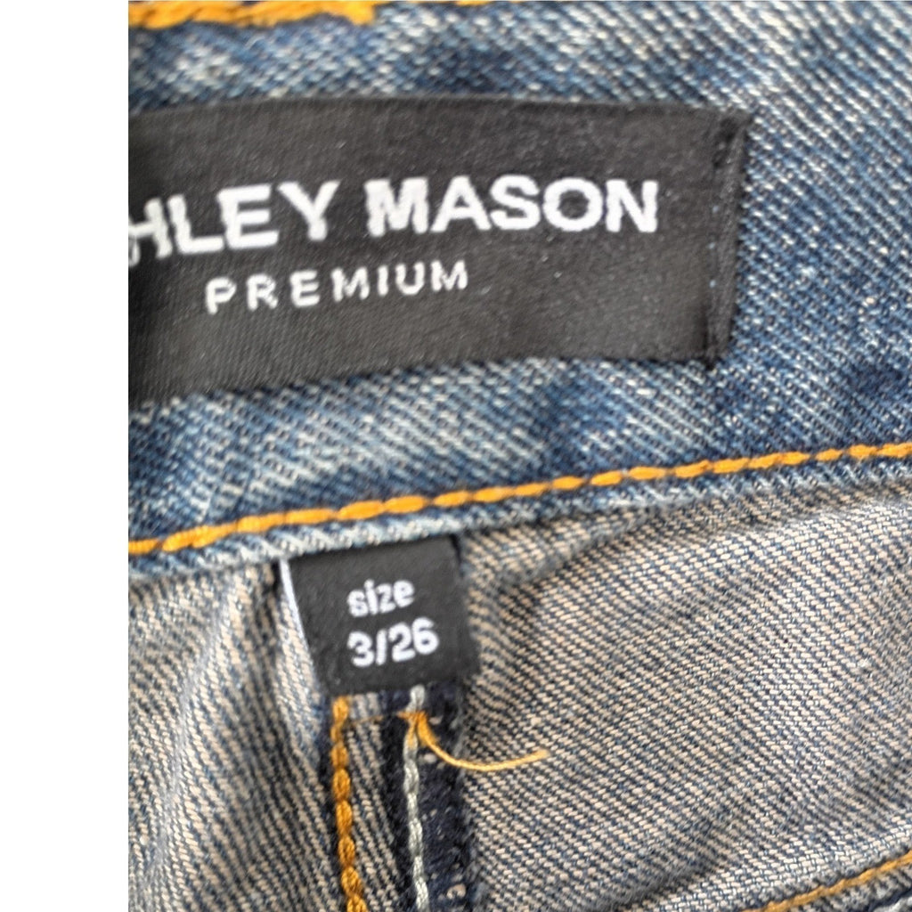 Ashley Mason $78 Premium Blue Wash Straight Leg Jeans Size 3 26x29 Denim
