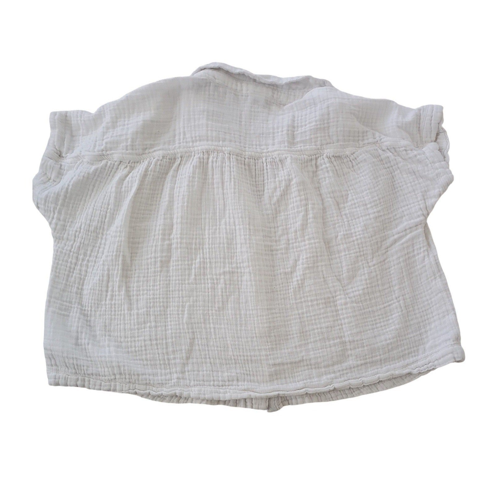 Old Navy White Double-Weave Gauze Shirt S 100% Cotton Coastal Chic