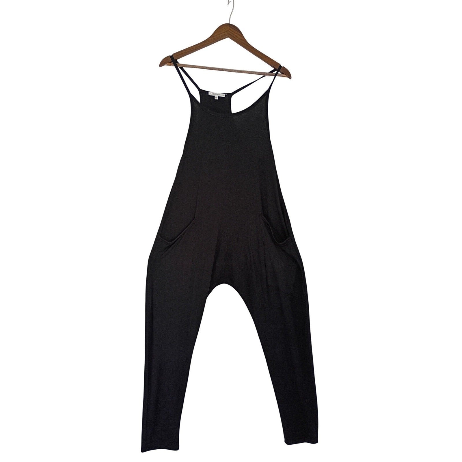 ANTISTAR Black Harem Jumpsuit Spaghetti Strap Boho Flowy Relaxed M