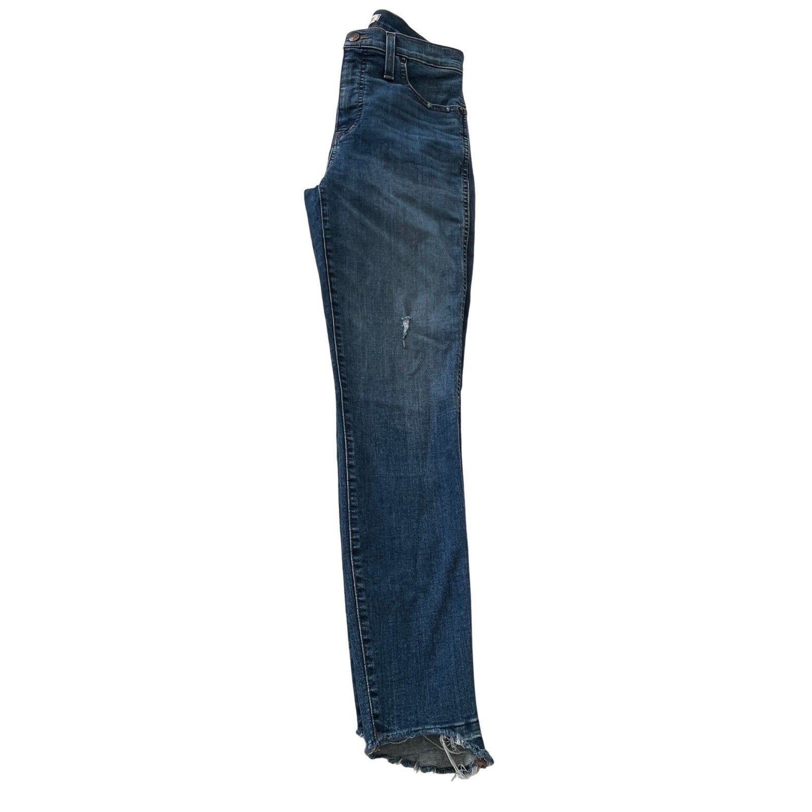 Madewell Women Blue Denim Jeans Button Fly Distressed Straight Leg Size 27