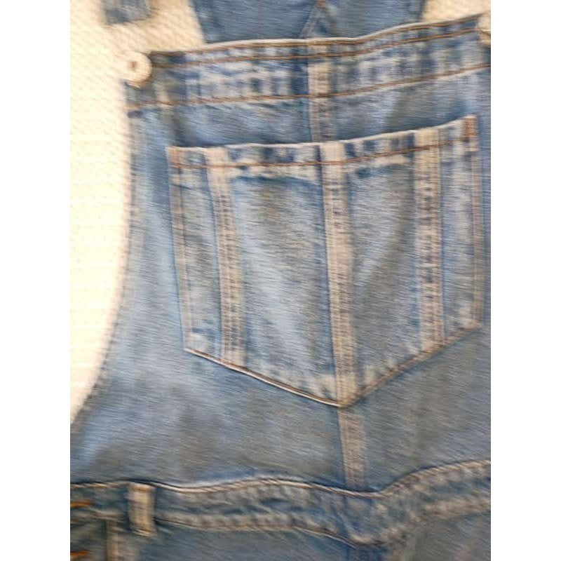 Honey Punch Blue Distressed Denim Overalls L Ripped Straight Leg Y2K Vintage Sty
