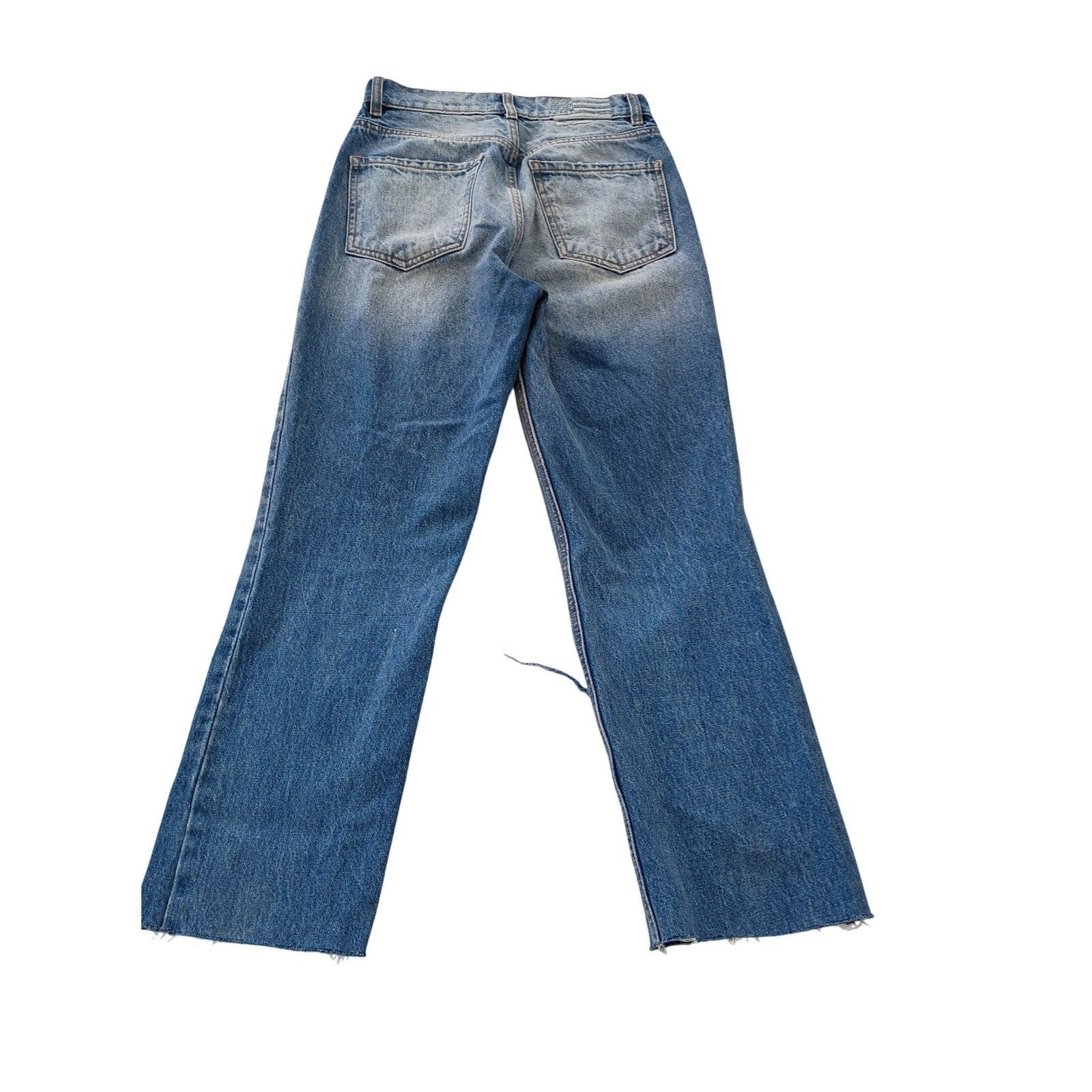 Revice LA High Rise Straight Leg Jeans 90s Rigid Denim Distressed 25x26