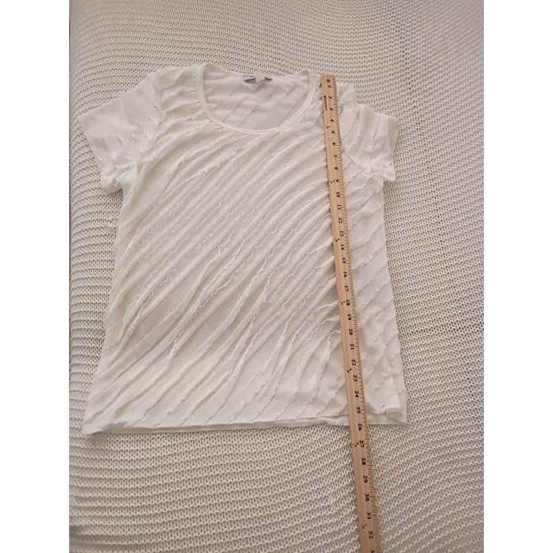 Only 9 White Textured Ruffle Tiered Crew Neck Top Medium Short Sleeve Coquette