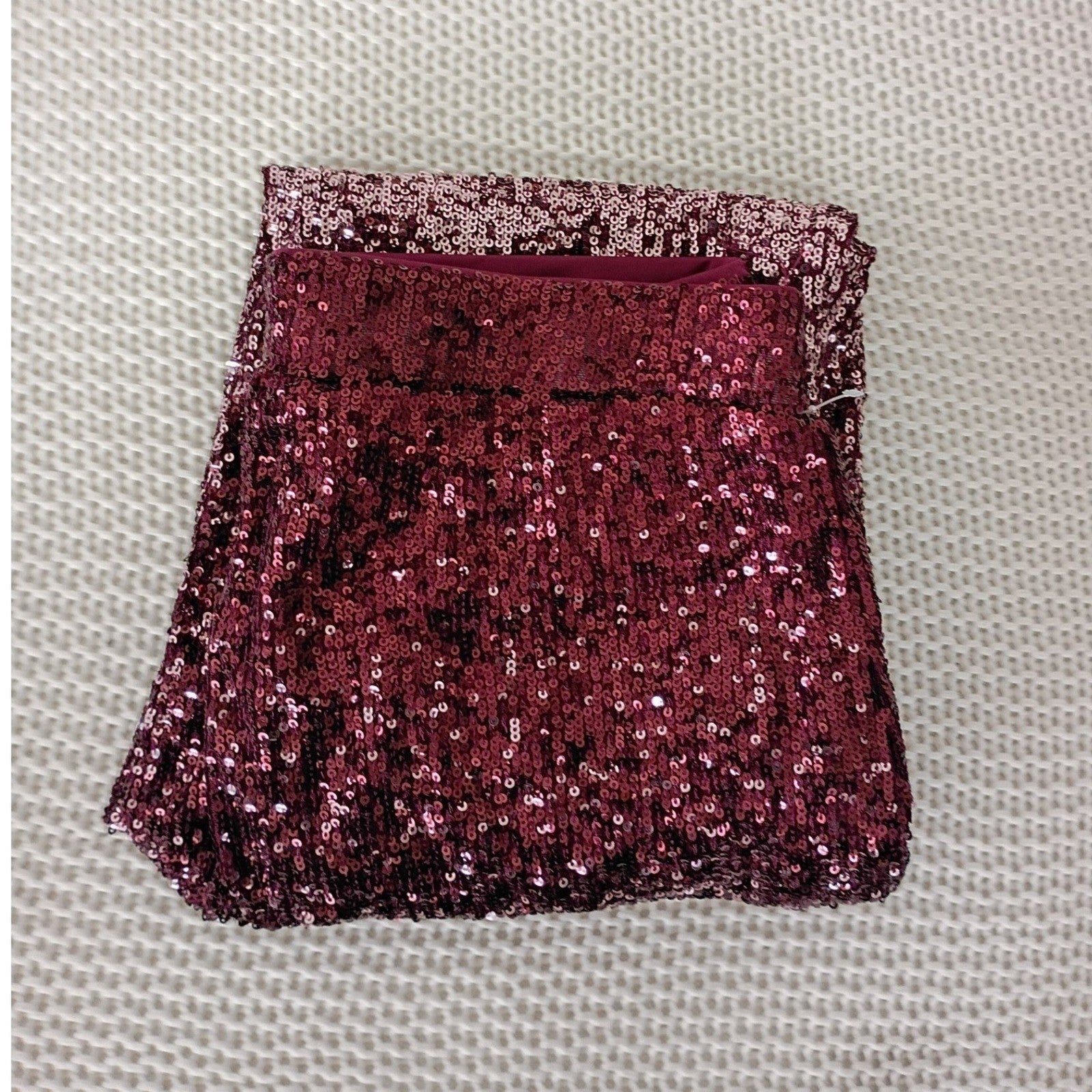 Cable & Gauge Glamarous Shimmering Sequin Pants Burgundy Sparkle Ombre Style S
