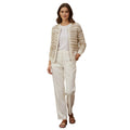 CHICO'S Neutral Zip Cardigan Beige Stripe Cotton Blend M NWOT Effortless Polish