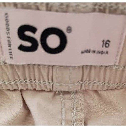 SO Tan Cargo Jogger Pants Small Cotton Drawstring Waist Utility Gorpcore