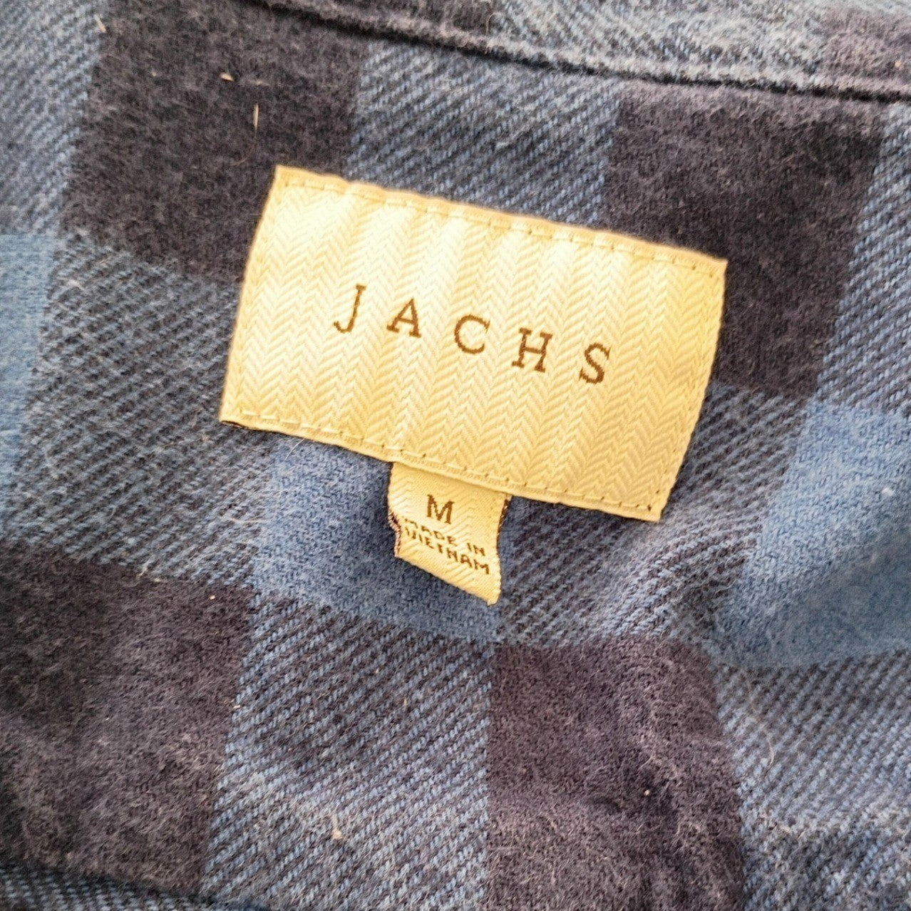Jachs NY Cozy 100% Cotton Blue Plaid Flannel Shirt Button Up Long Sleeve Mens M