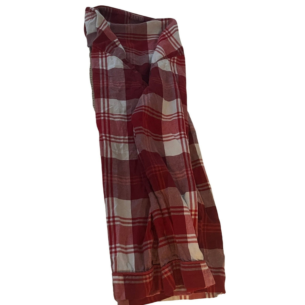 HEARTH & HAND Magnolia Red White Plaid Pajama Shirt Mens S Cotton