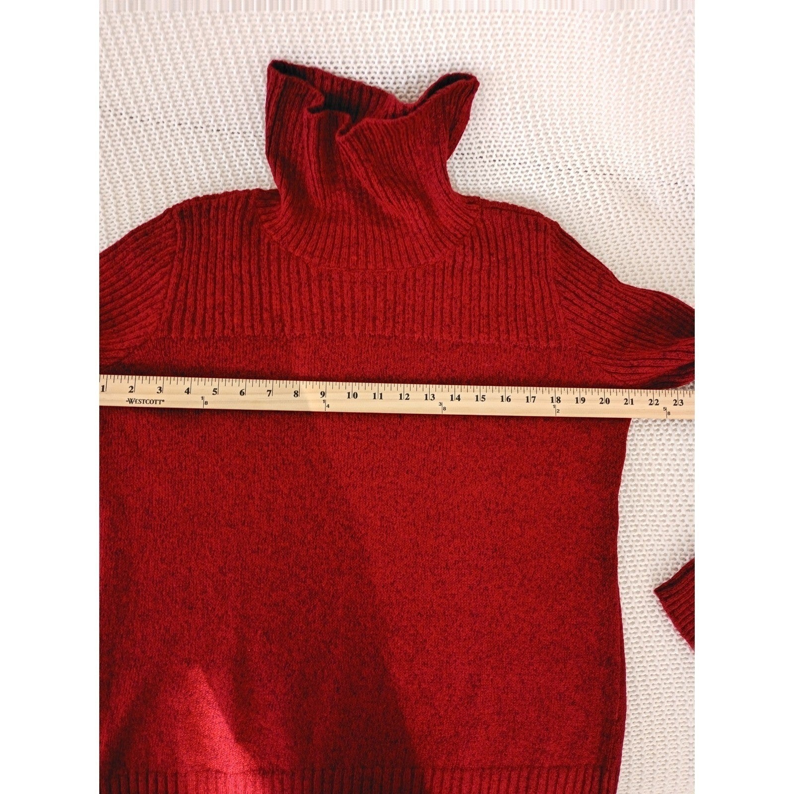 Crimson Red Ribbed Turtleneck Sweater Soft Cozy Knit Long Sleeve Medium
