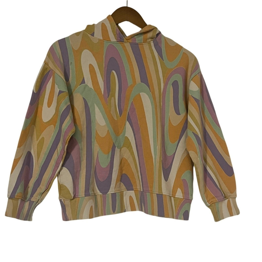 ZARA Retro -100% Cotton Swirl Print Hoodie Sweatshirt  Multi Color Size Medium