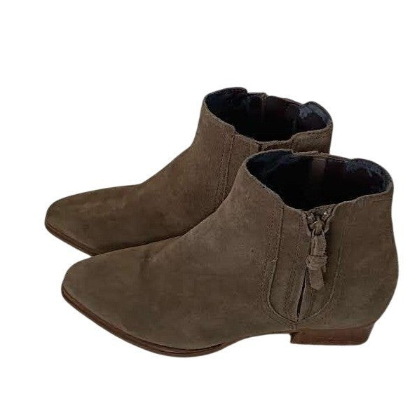 Cole Haan Womens Taupe Suede Pointed Toe Ankle Boots Tassel Zip 6.5 B $180 READ