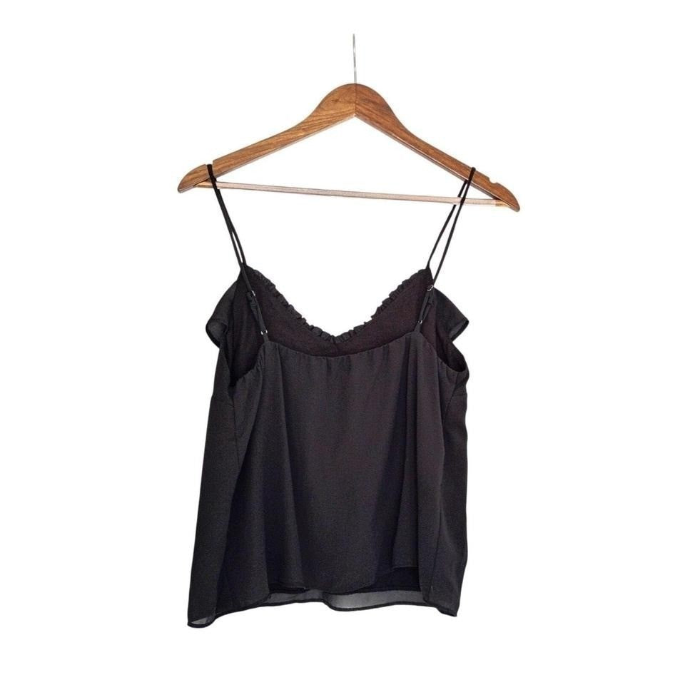 Abercrombie Fitch Ruffle Trim Cami Black Spaghetti Strap Womens M