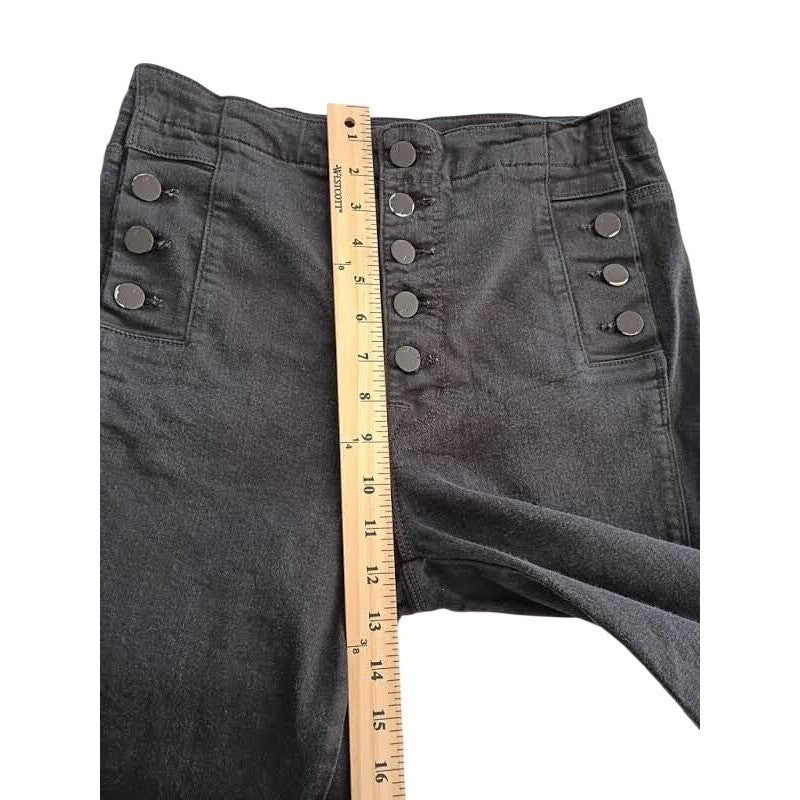 J BRAND Sculpting High Rise Button Fly Skinny Jeans Black Size 28 Natasha $228