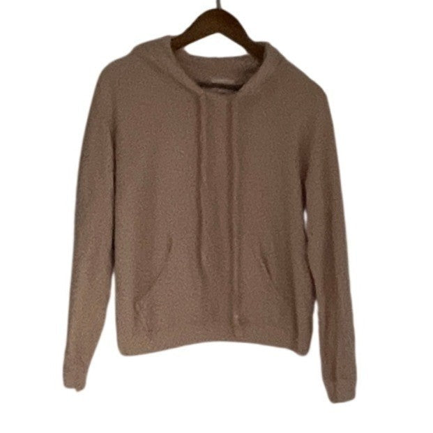 HONORINE Pink Cotton Terry Hooded Sweatshirt Hoodie Fits S/M; Boho Casual