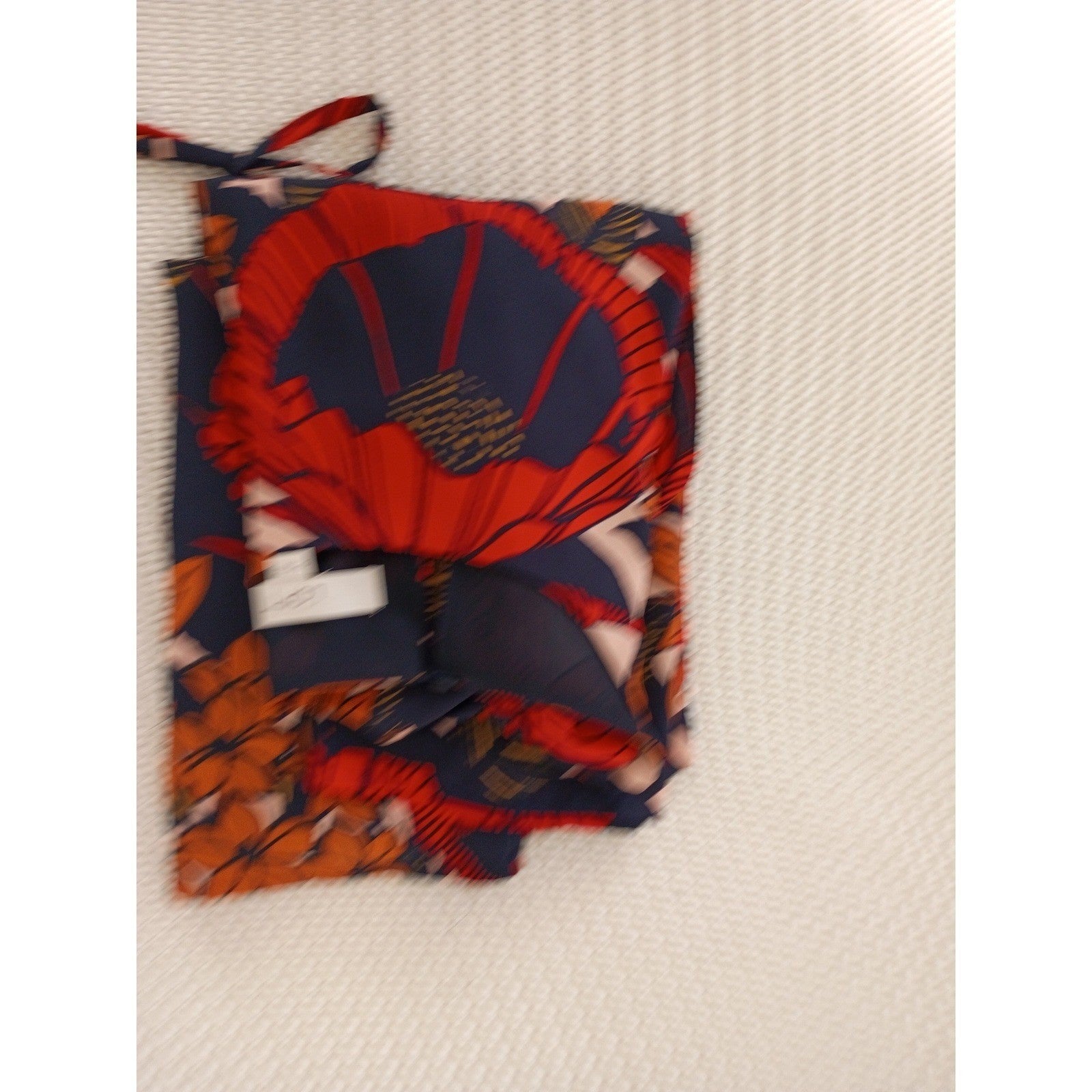 LOFT Poppy Floral Flutter Sleeve Tie Waist Mini Dress S Black Orange Boho Summer