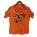 ARTISAN Orange Button-Front Shirt East Asian Inspired Floral Art Ink-Style S