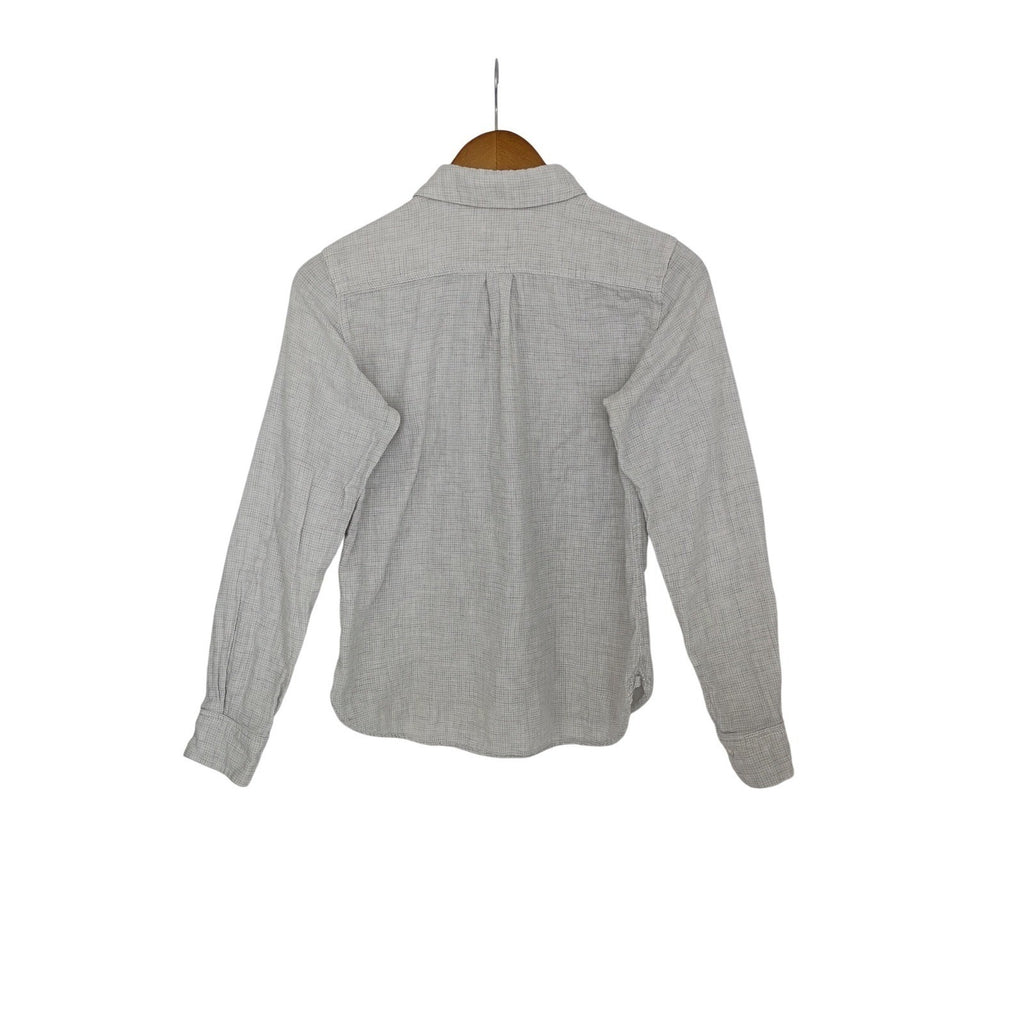 Uniqlo Linen Blend Long Sleeve Button Up Shirt Gray Fits S Casual Everyday