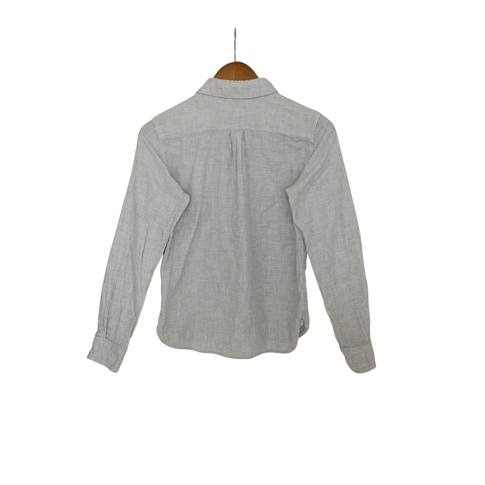 Uniqlo Linen Blend Long Sleeve Button Up Shirt Gray Fits S Casual Everyday
