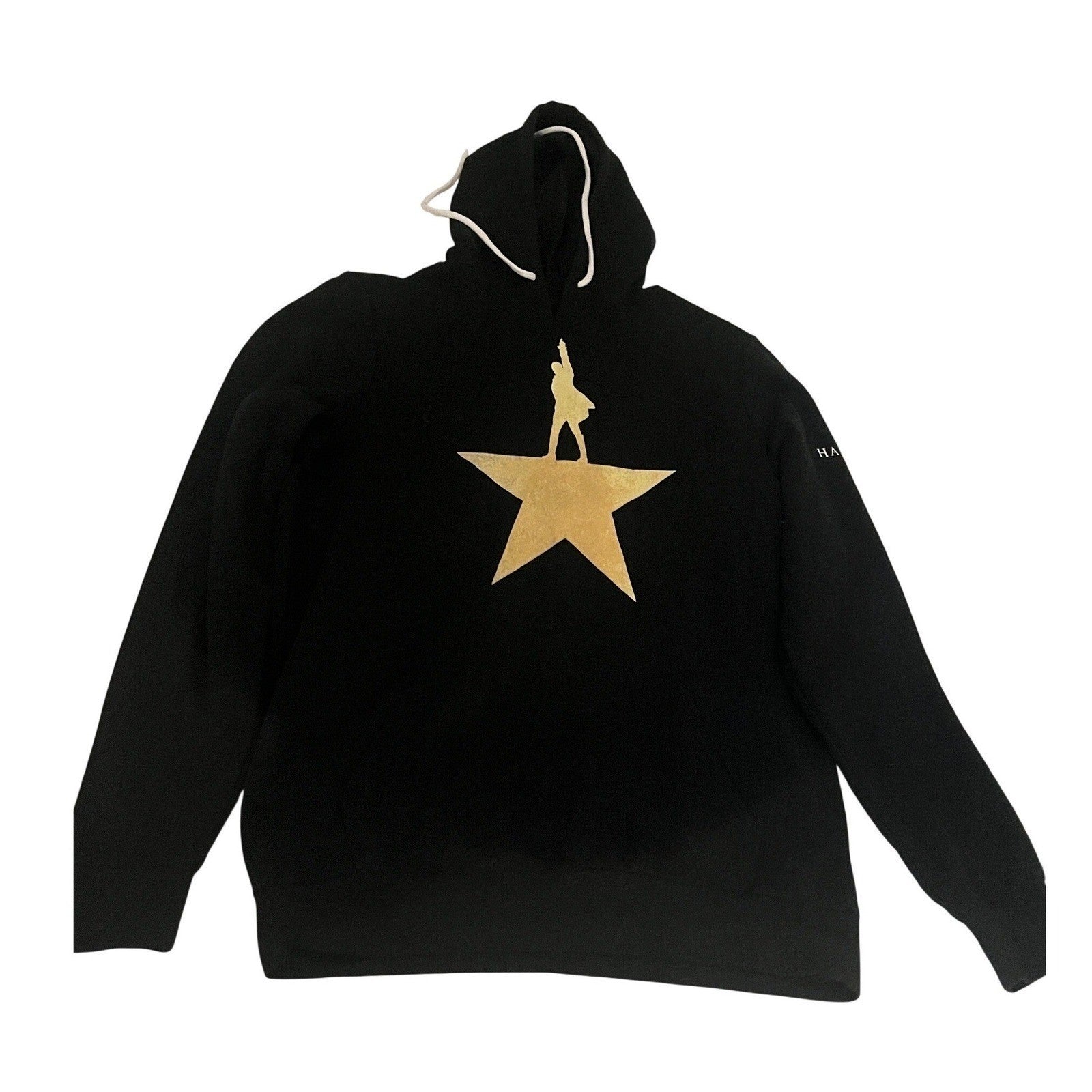 Hamilton NWOT Star Silhouette Hoodie Black Gold Musical Broadway Fan  Size XL
