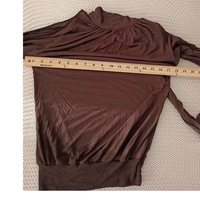 NWT ARDEN B. Y2K Chic Brown Halter Neck Tie Top Ruched Long Sleeve Fits S