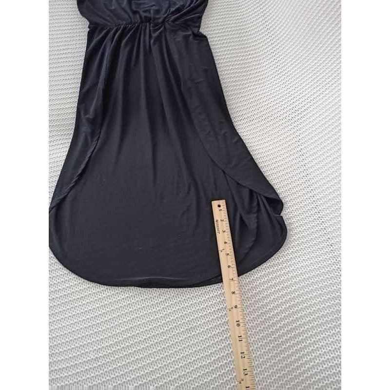 1.STATE Black Wrap Dress S NWOT Tulip Hem Midi VNeck Stretch Cocktail Minimalist
