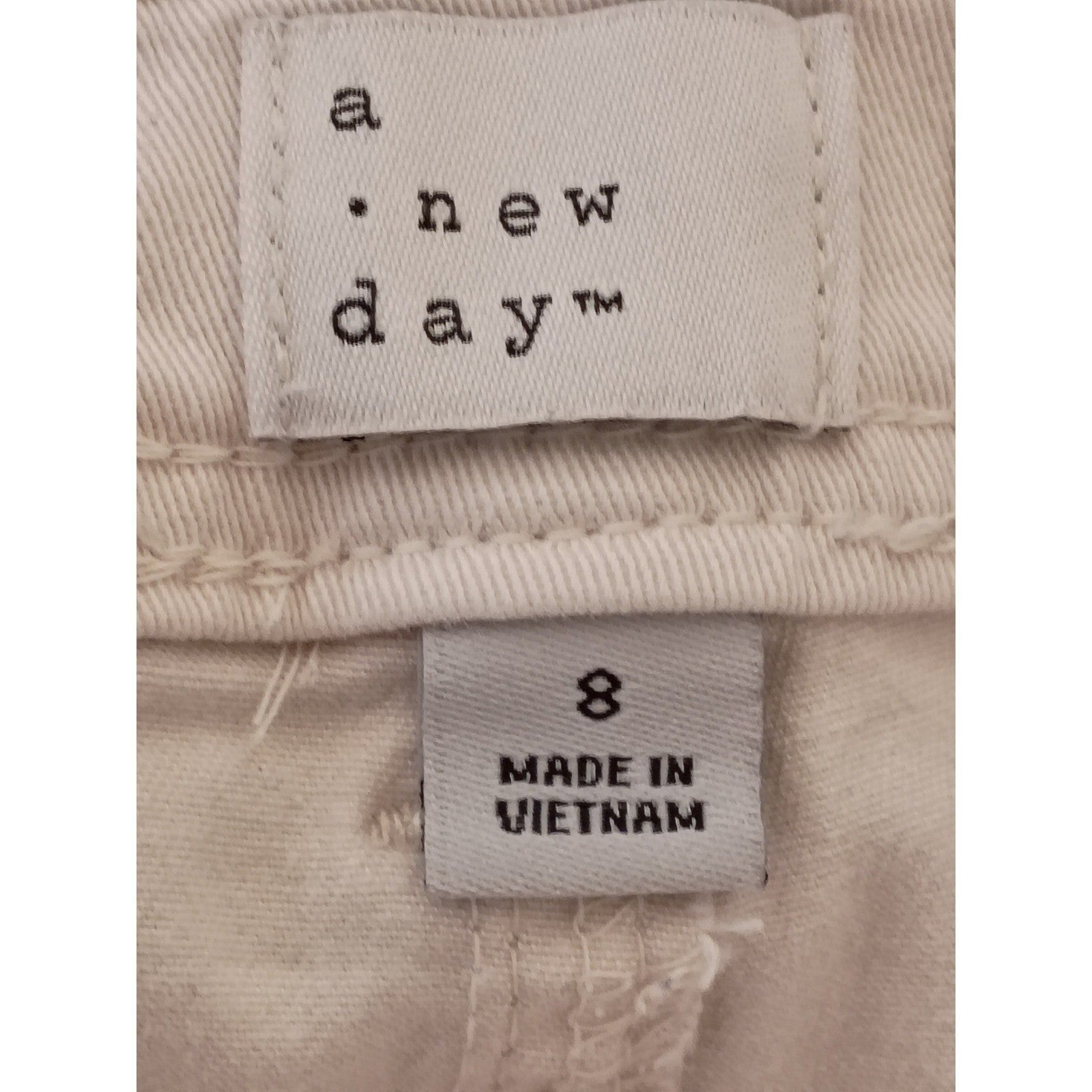 A New Day Womens Cargo Pants Cream Stretch Elasticized Sz 8 W28x26