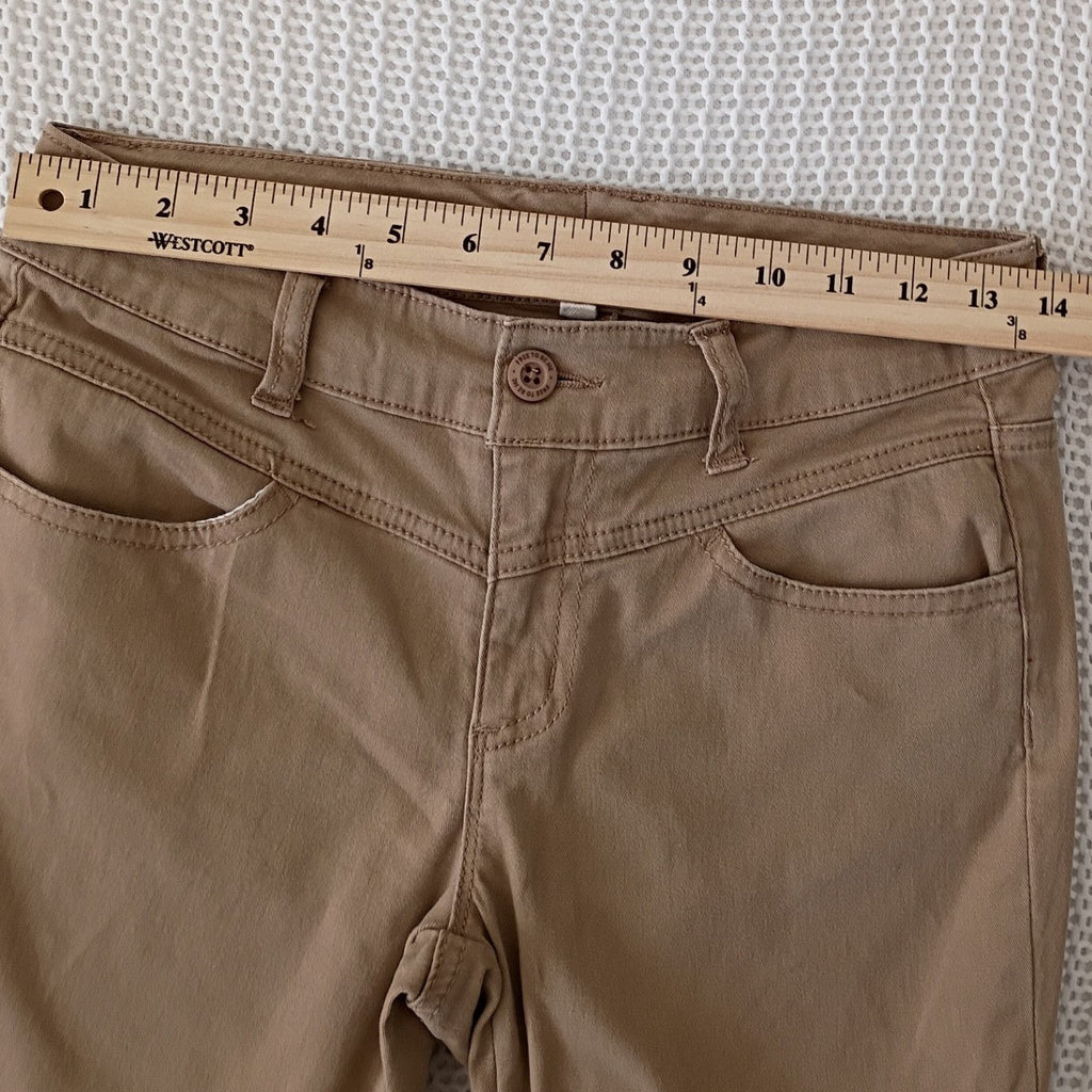 Bebop Womens Khaki Flare Leg Pants Tan Mid Rise Bootcut Trousers Size 7