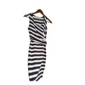 Rachel Roy Black/Wht Cotton Striped Slvless Draped Sheath Midi Dress Fits S $129