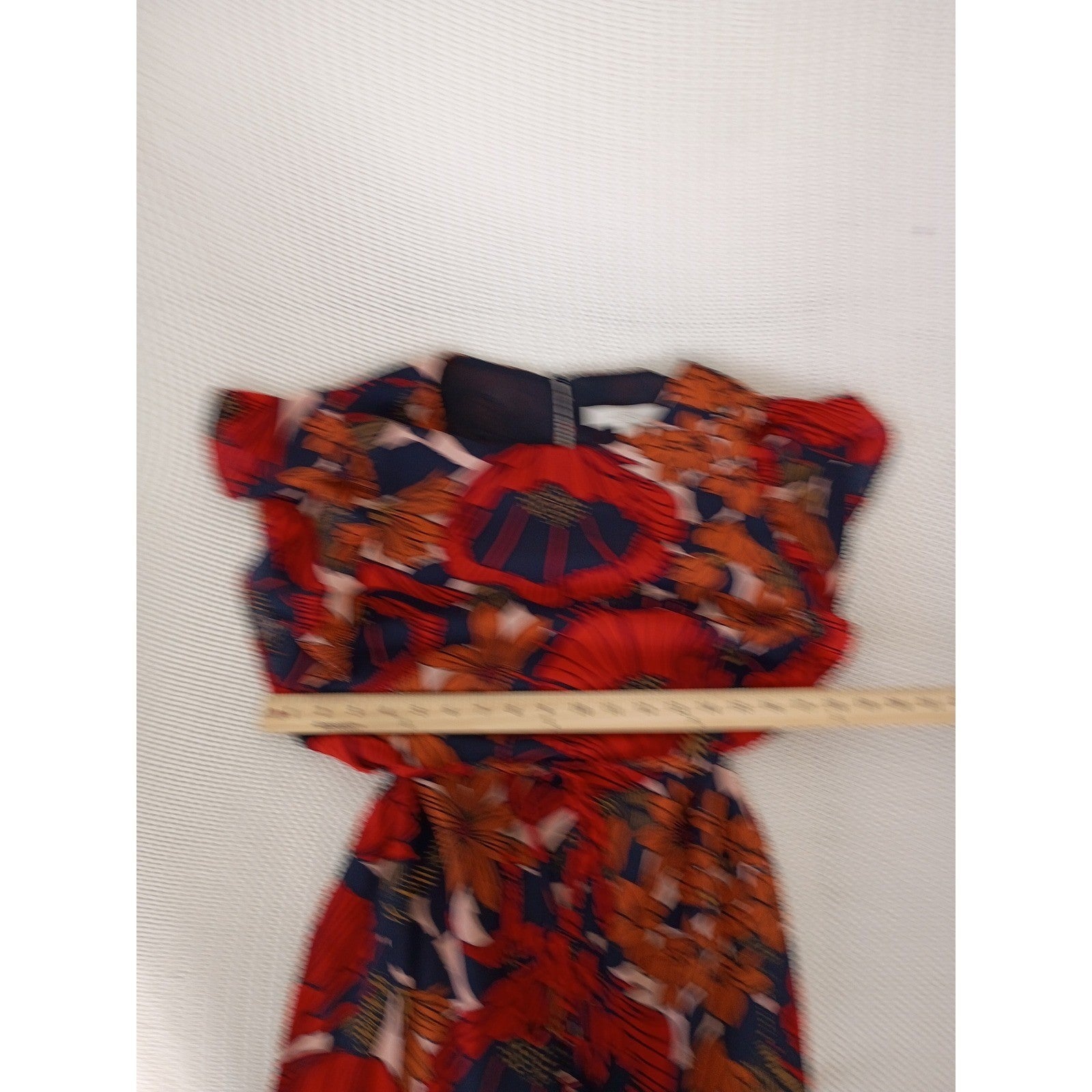 LOFT Poppy Floral Flutter Sleeve Tie Waist Mini Dress S Black Orange Boho Summer