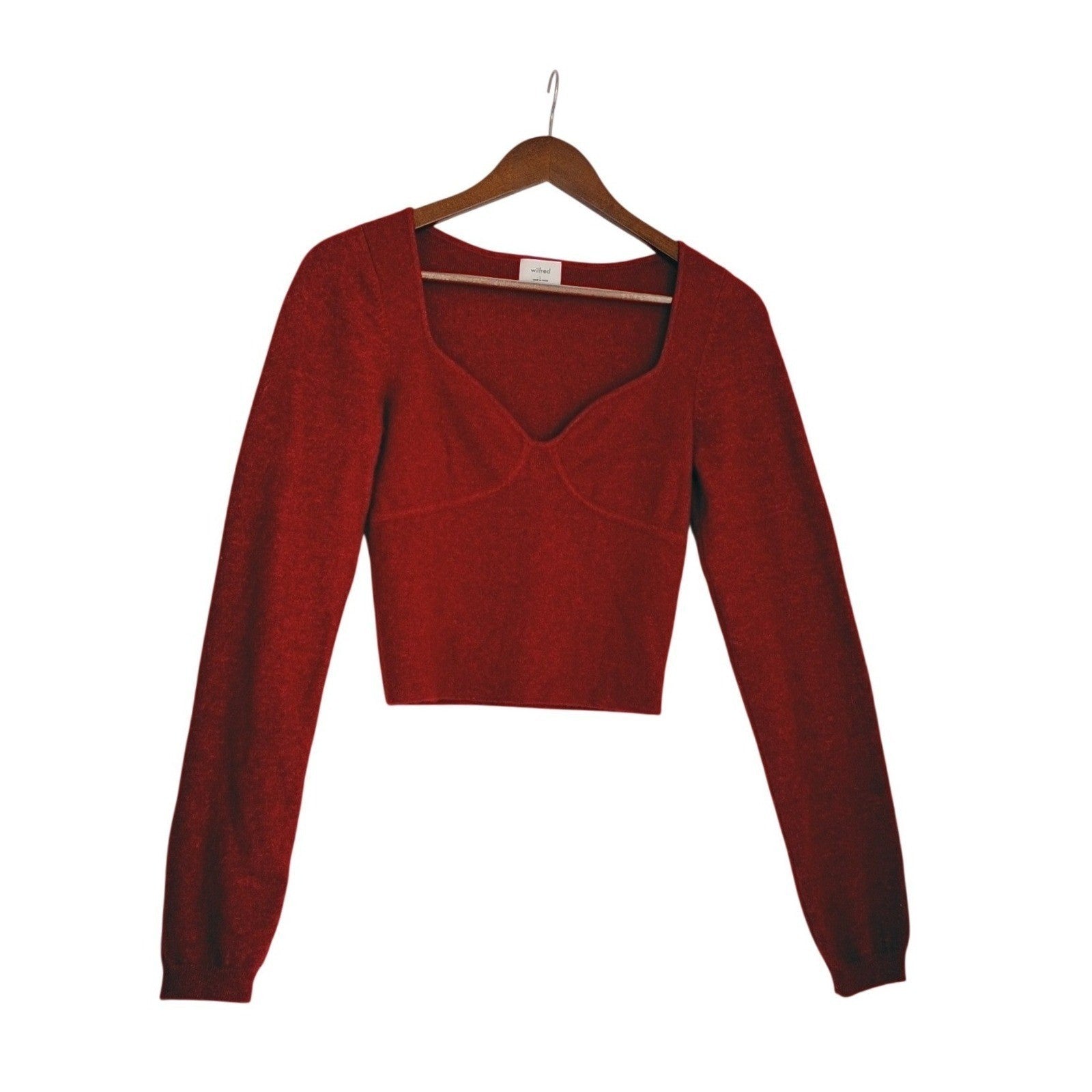 Wilfred Aritzia Red Wool Cashmere Sweetheart Bustier Sweater Fits S XS Balletcor