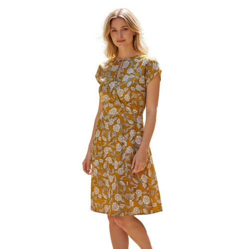 Amuse Society Floral Midi Dress Green Short Slve Boho Cottagecore Summer S