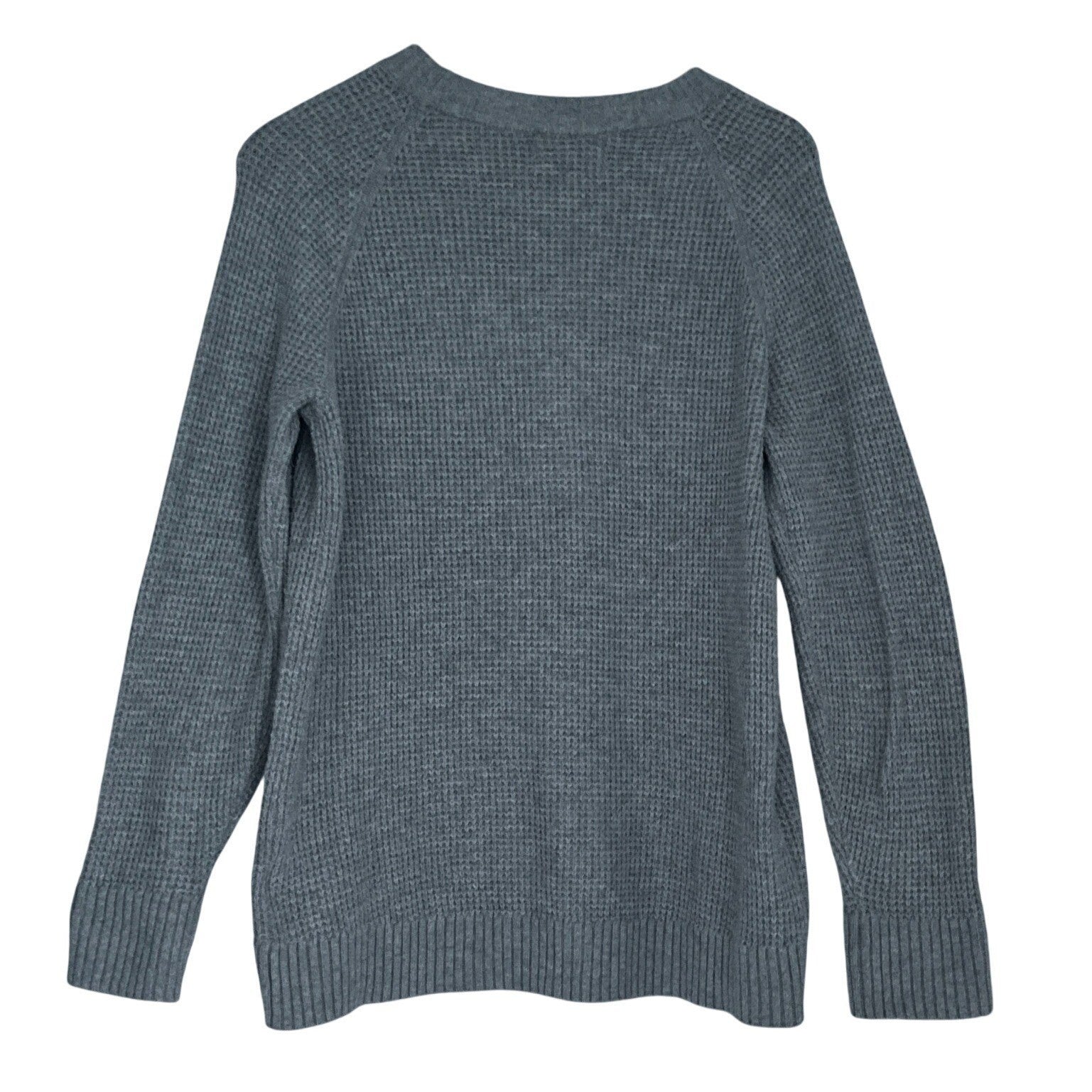Old Navy Light Grey Cotton Heather Waffle Knit Crewneck Sweater Soft Size S/M