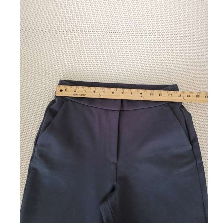 Quince Navy Blue Ultra Stretch Ponte Trouser Wide Leg Pants S W27 High Waisted