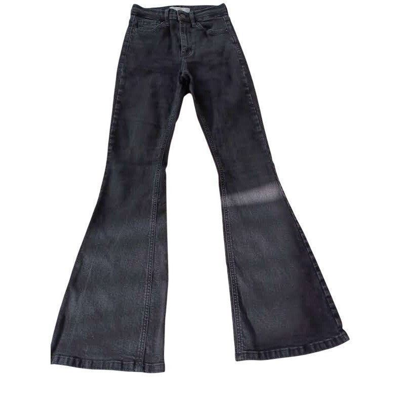 Topshop Jamie Bootcut Jeans Washed Black High Rise Denim 26x30 NWOT