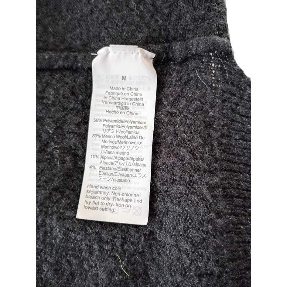 Madewell Black Zip Up Jacket Wool Alpaca Blend  Mock Neck Long Slve Thumbholes M