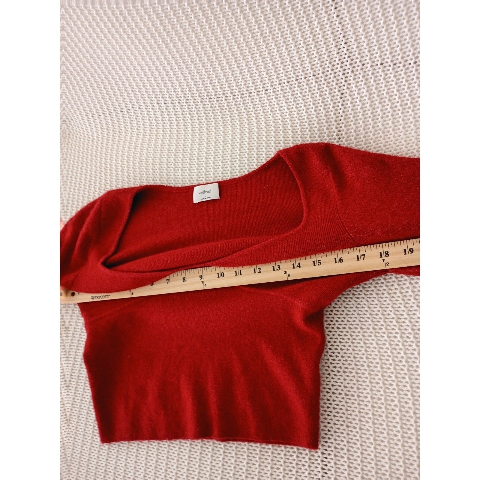 Wilfred Aritzia Red Wool Cashmere Sweetheart Bustier Sweater Fits S XS Balletcor