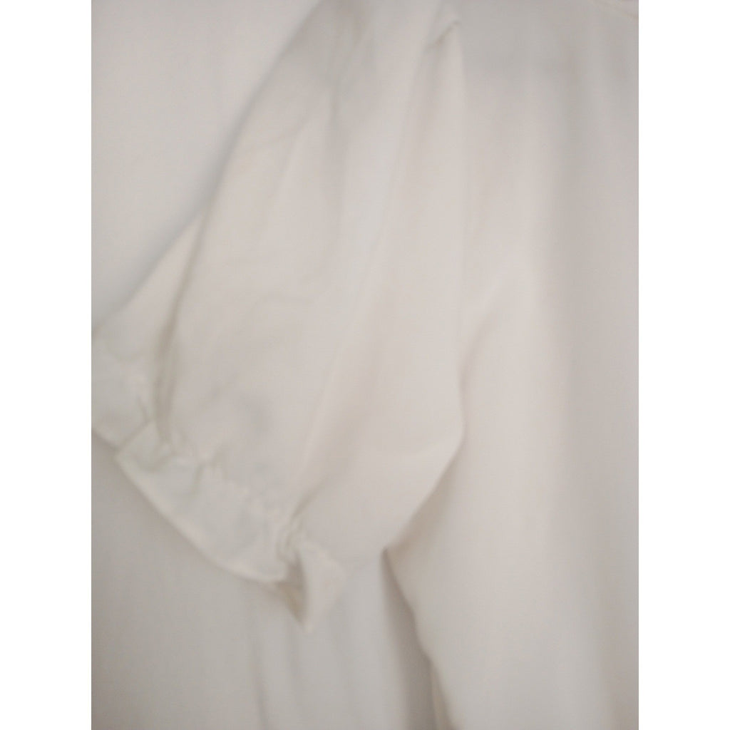 Urban Outfitters Coquette Ruffle Tie Front Puff Sleeve Crop Top White S