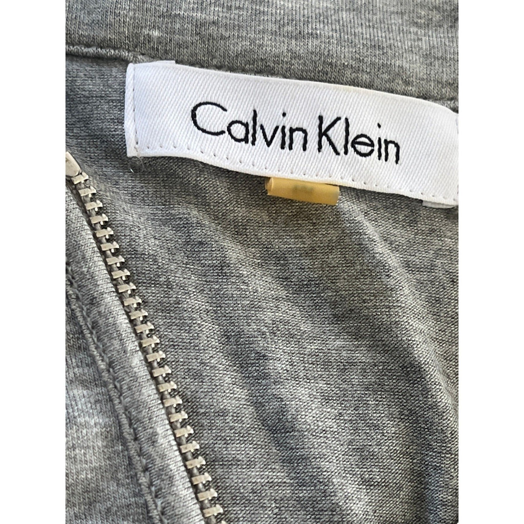 Calvin Klein Gray Zip Up Long Sleeve Shirt Sporty Athleisure Minimalist M