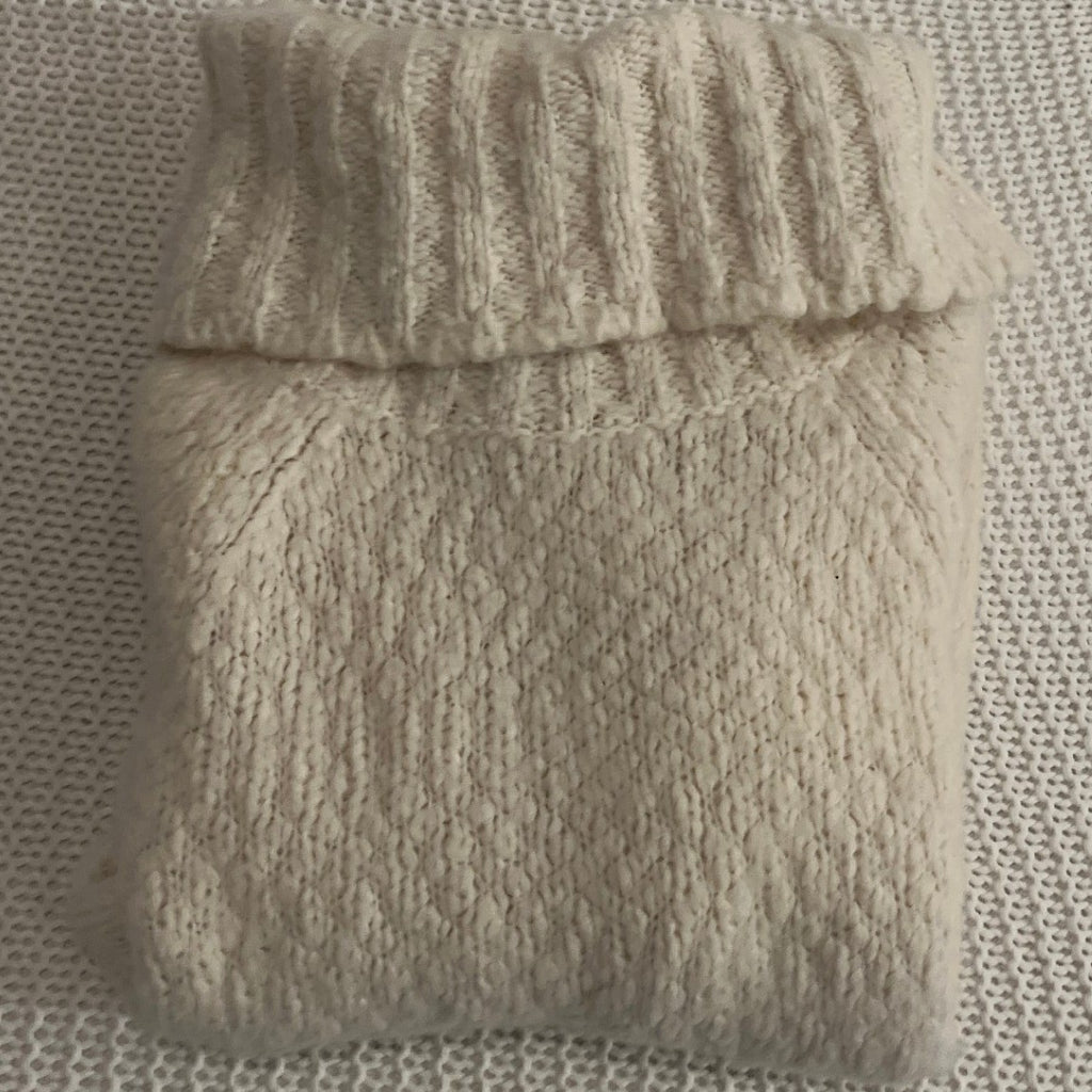J Crew Chunky Knit Turtleneck Sweater Cream Fits S Acrylic Wool Blend Cozy