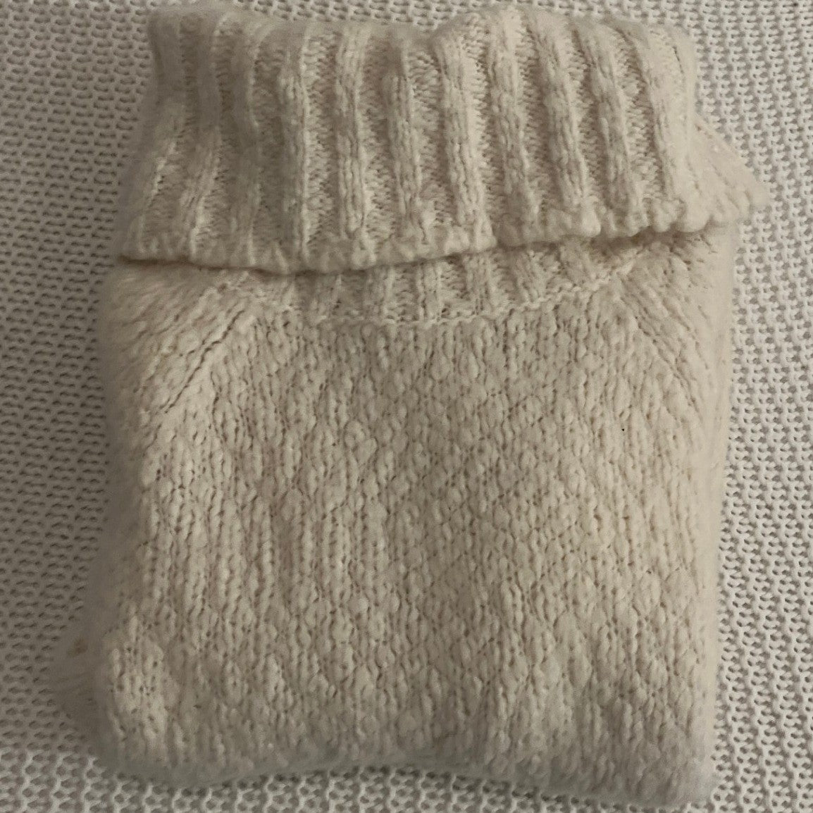 J Crew Chunky Knit Turtleneck Sweater Cream Fits S Acrylic Wool Blend Cozy