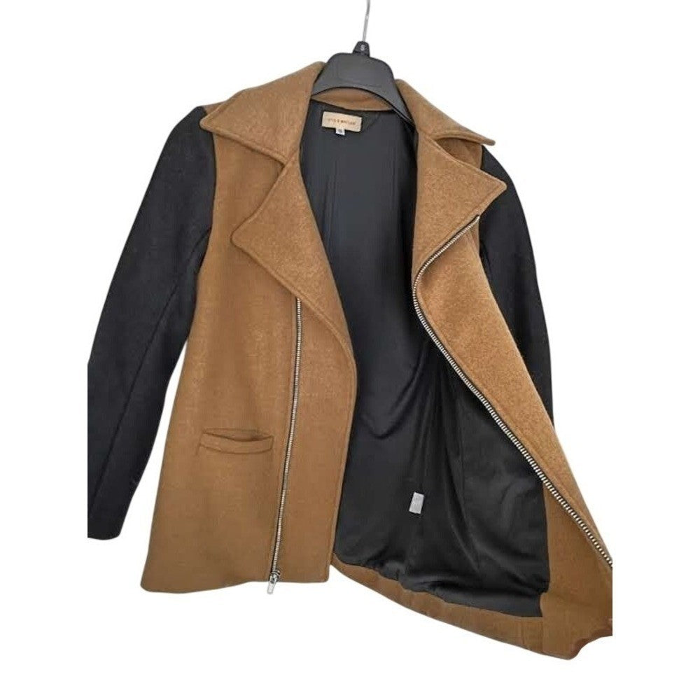 Otis & Maclain Wool Blend Moto Jacket Camel Brown Mixed Media USA S