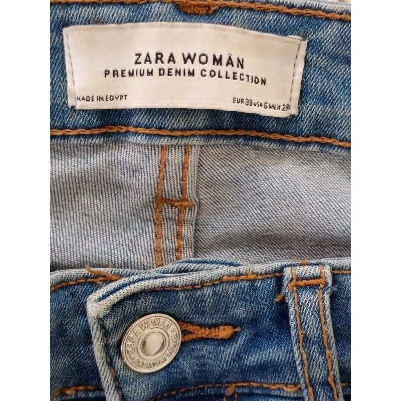ZARA UK Y2K Low Rise Skinny Jeans Medium Wash Blue 27x30 Indie Sleaze VTG
