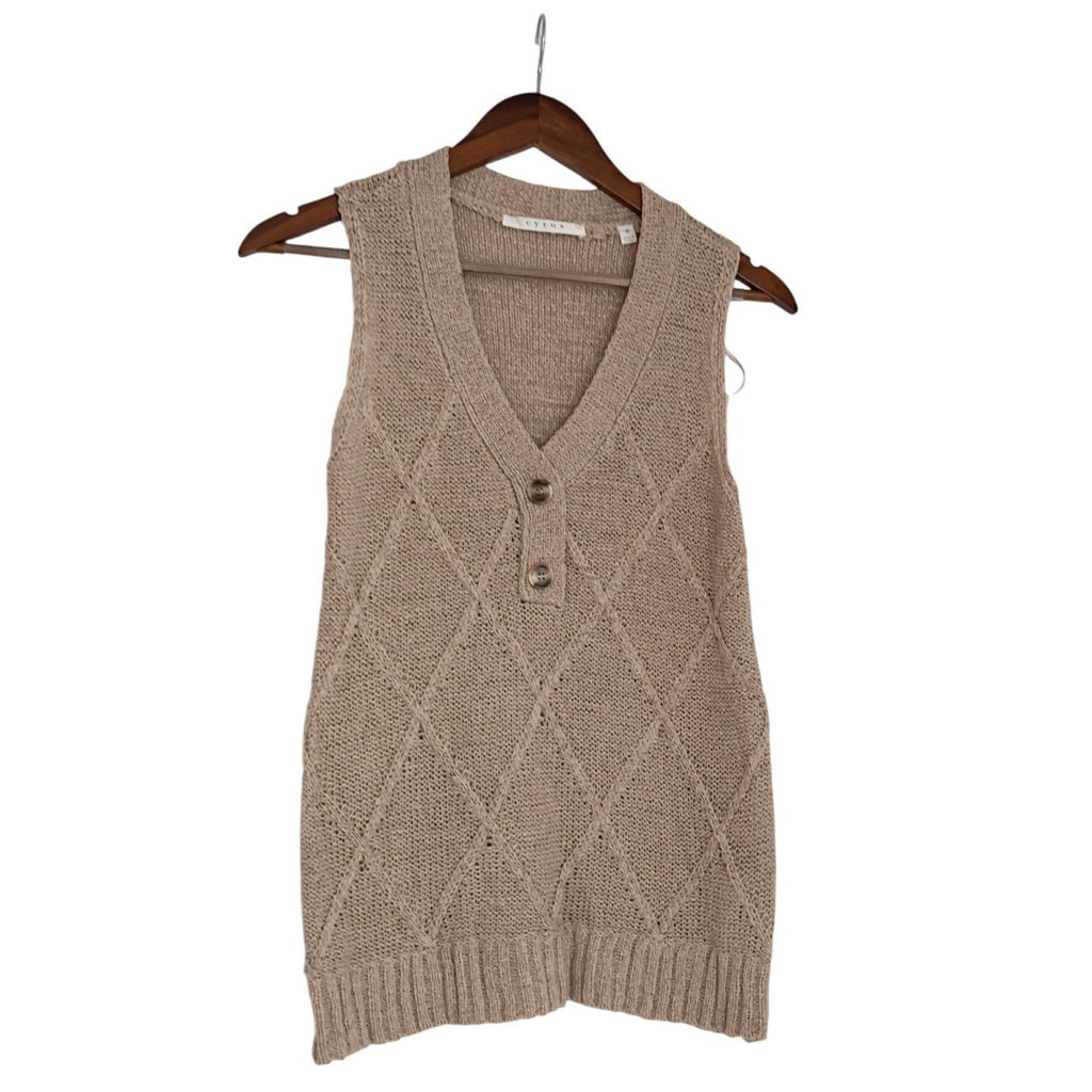 Cyrus Y2K Preppy Diamond Pattern Button Front Sweater Vest M NWOT Minimalist