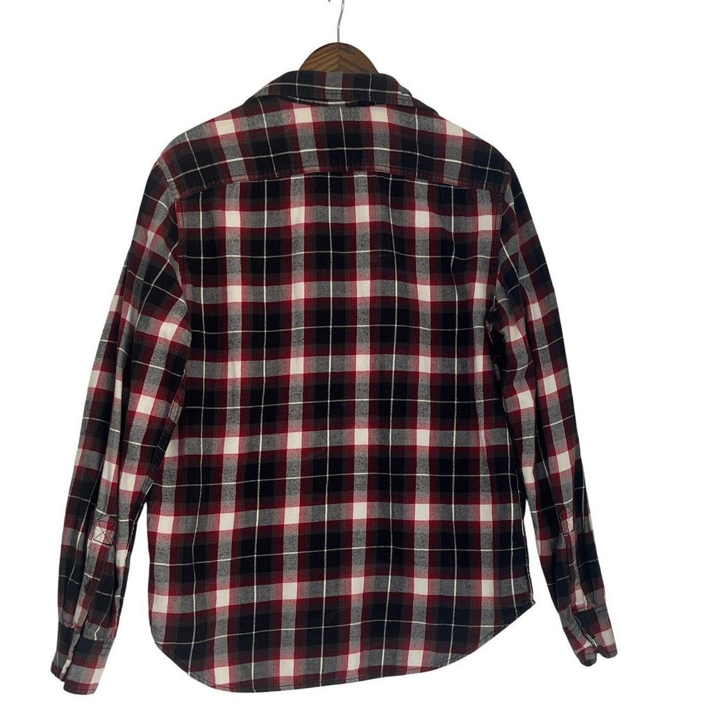 Red Black White Plaid Flannel Shirt 100% Cotton Heritage Prep Fit Large