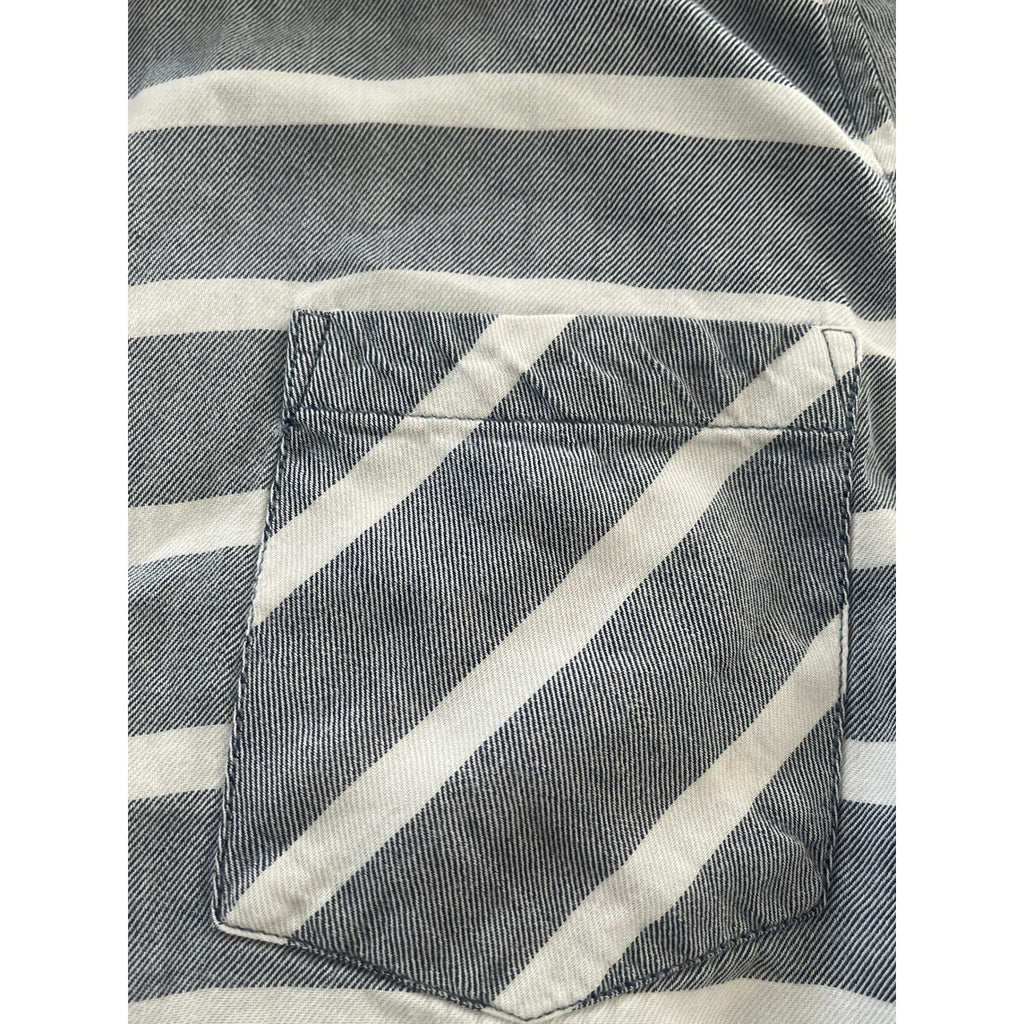 F&F 100% Cotton Sleep Dream Relax Blue White Stripe Button Up Shirt Tunic Fits S