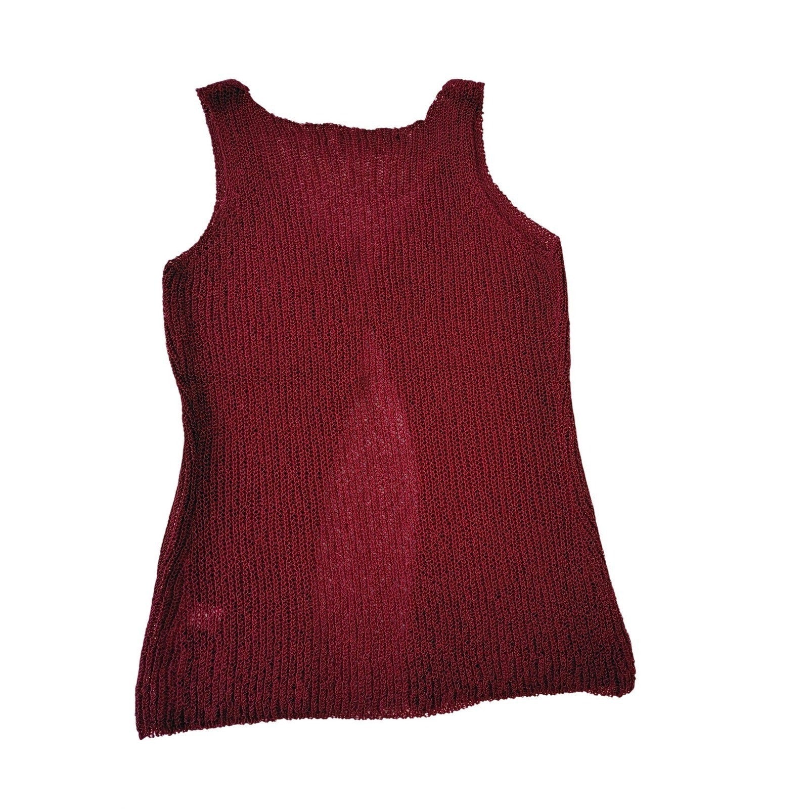 NWT Zenana Boho Festive Burgundy Open Knit V-Neck Sweater Vest Slveess Top S/M/L