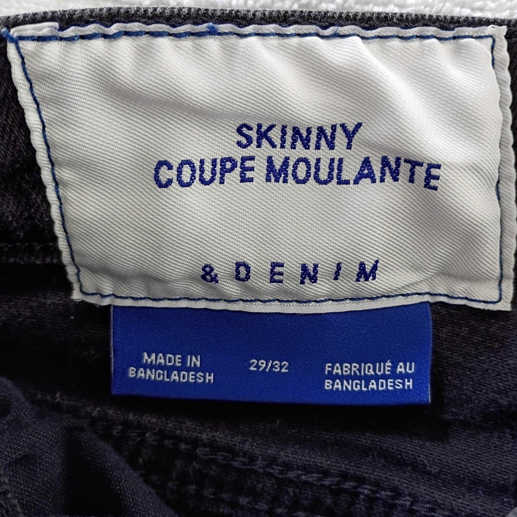 H&M Black Skinny Jeans 29x29 Coupe Moulante Minimalist Chic Dark Wash Versatile