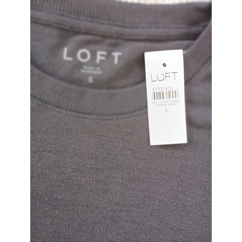 LOFT NWT Ribbed Sweater Knit Top Charcoal Gray Crew Neck Long Sleeve Small