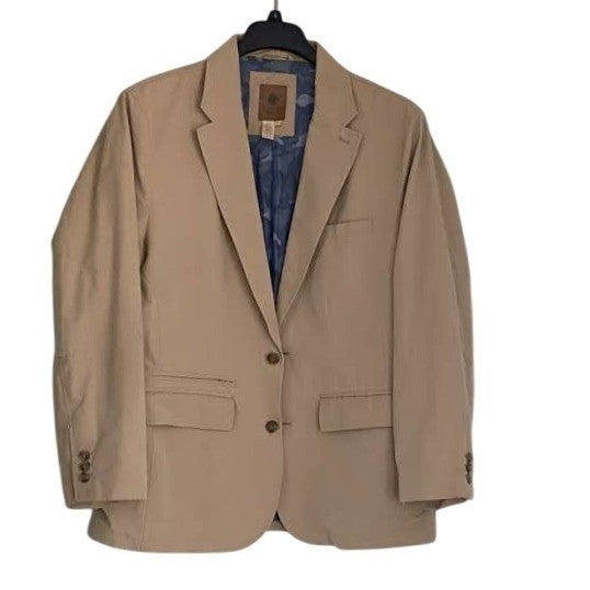 Territory Ahead 100% Cotton Tan Blazer Jacket L Button Up Lapel Collar Light
