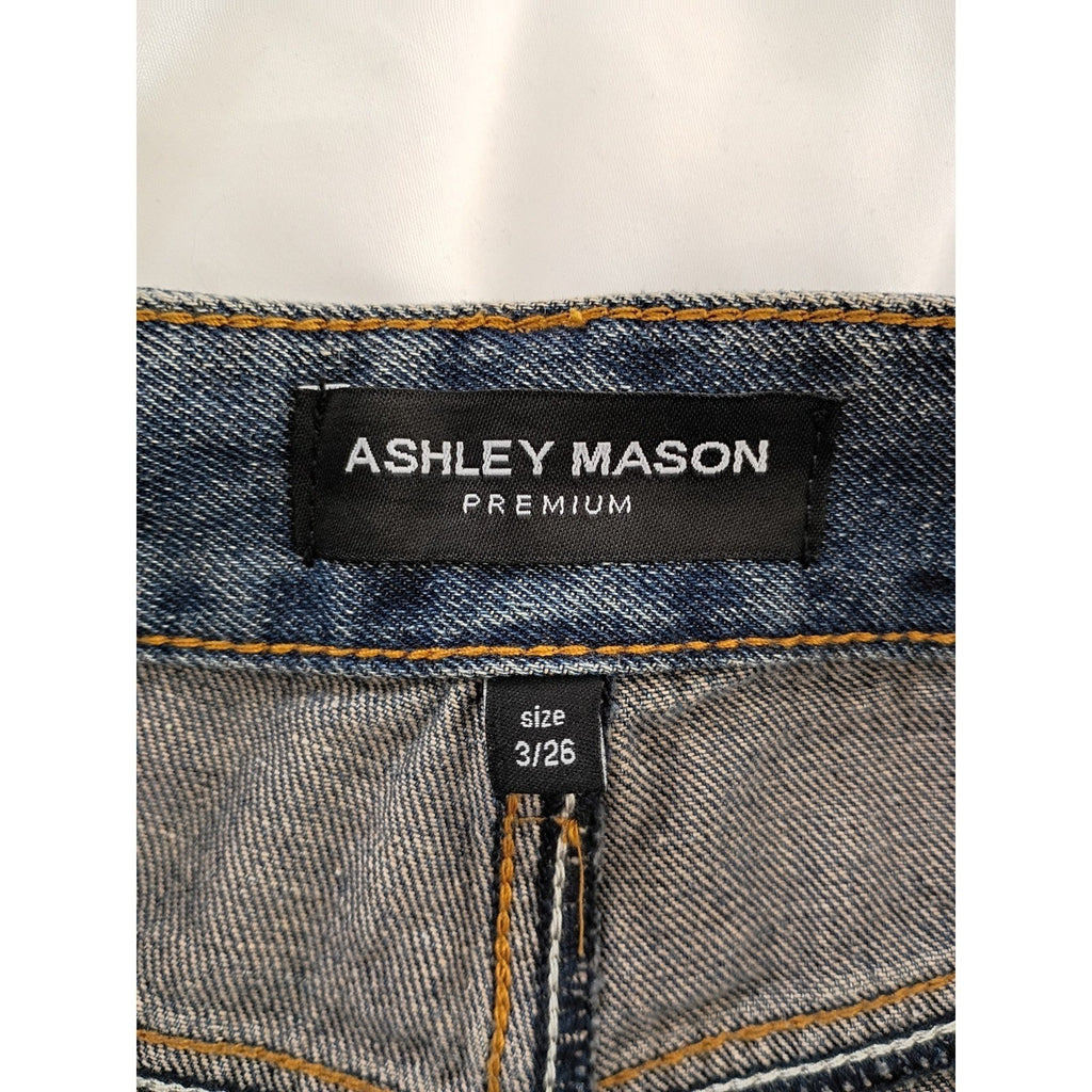 Ashley Mason Premium Women Jeans Blue Wash Size 3 26 Straight Leg Denim
